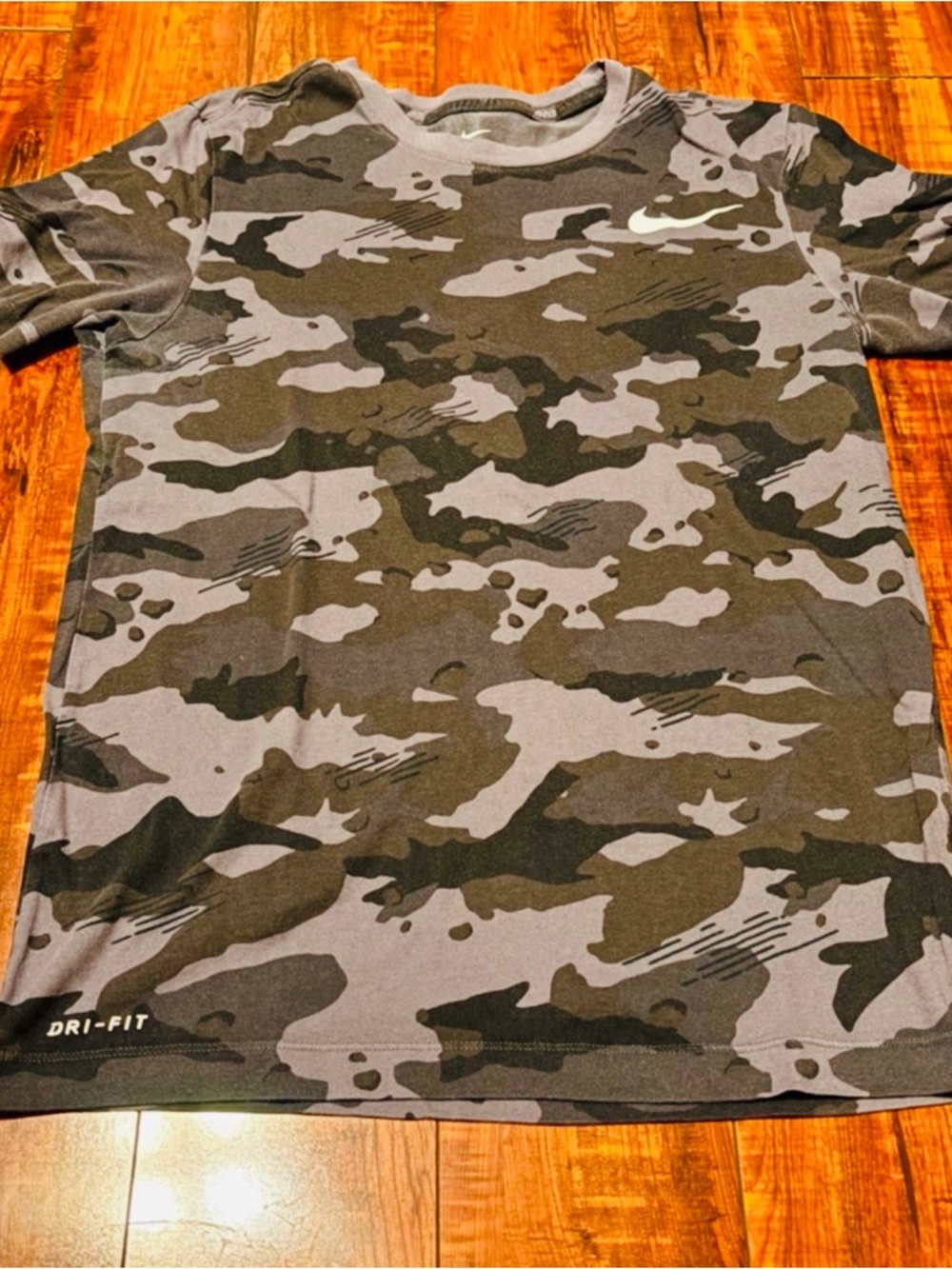 Nike Camo Short Sleeve Performance Tee - Gray & Olive Green
